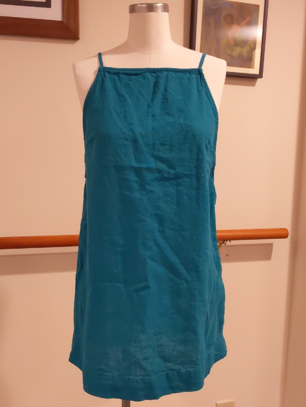 Free People Teal Linen Mini Dress
